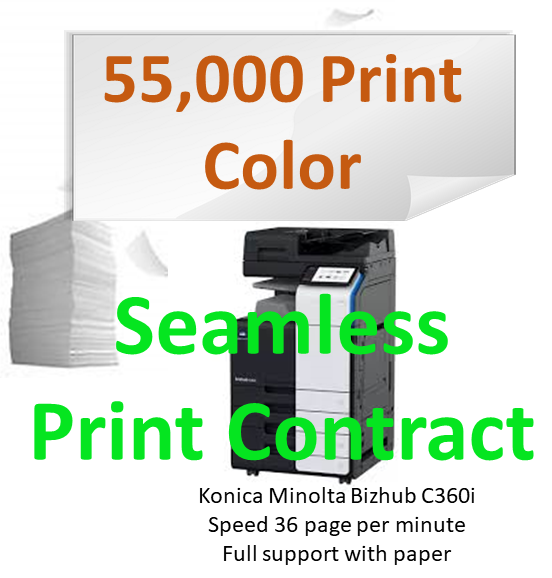 Seamless Print Package 55,000 print 2-year contract - color Konica Minolta Multi-function copier 36 page per minute